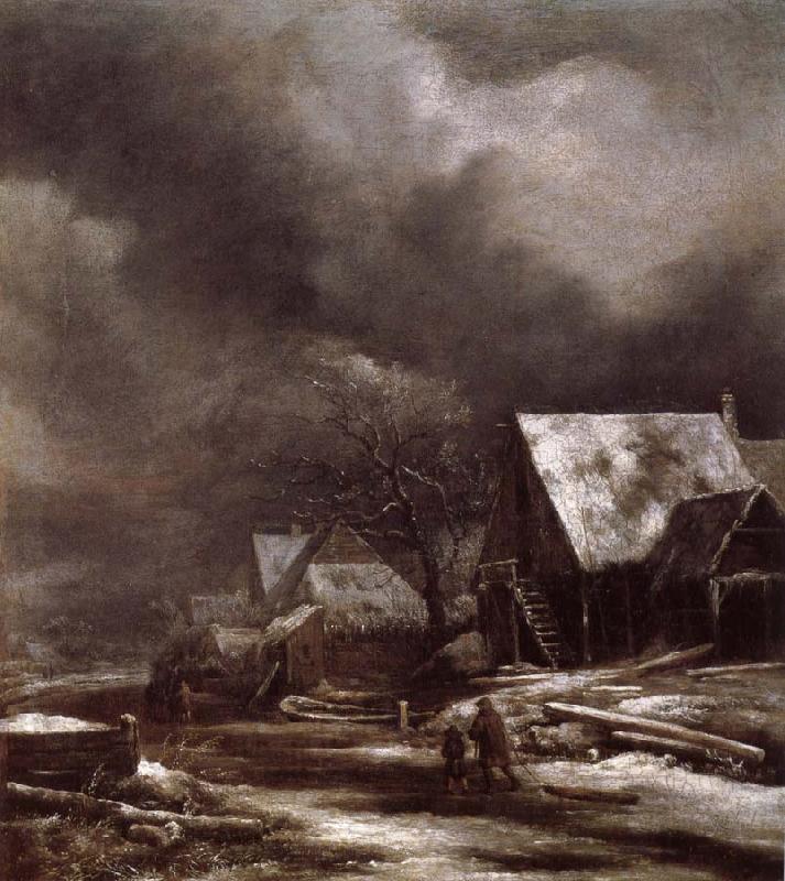 Jacob van Ruisdael Village in Winter Sweden oil painting art
